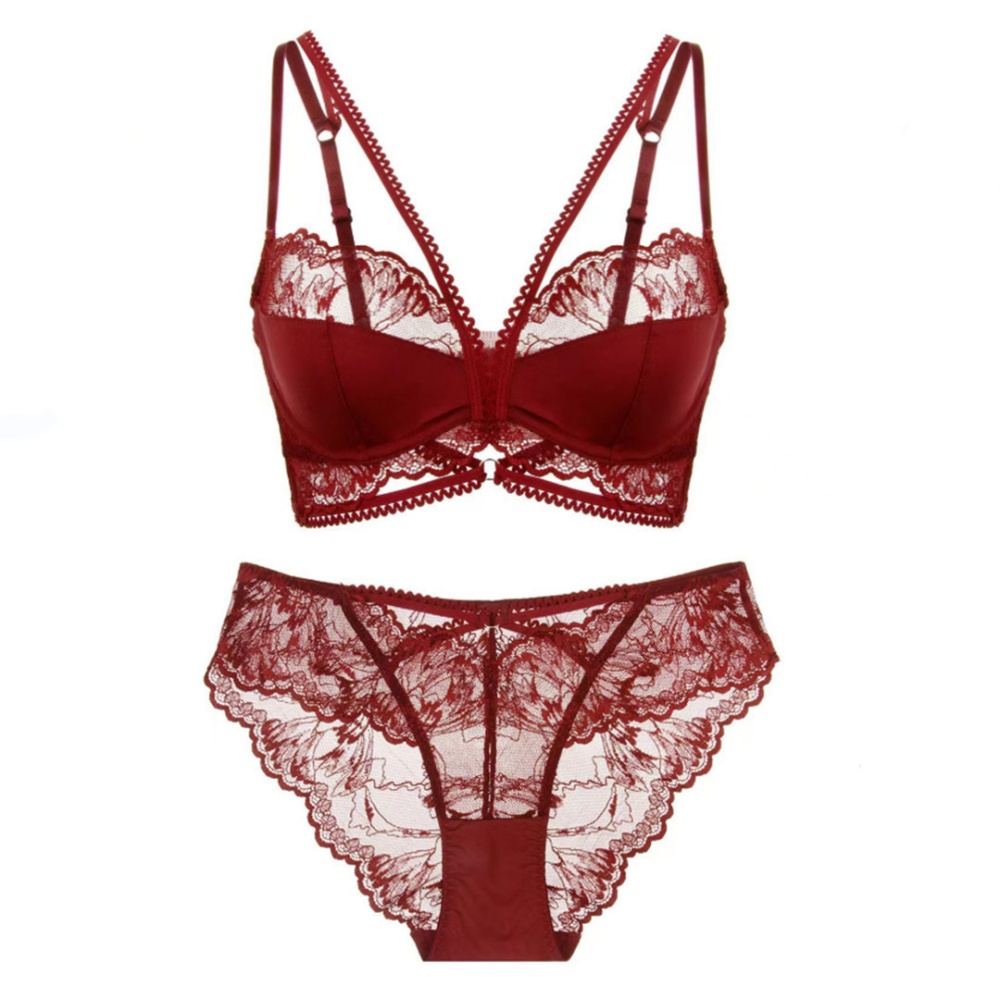 France style lace underwear red sexy Bra a set