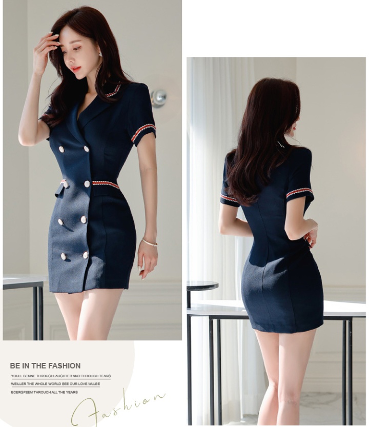 Korean style business suit double-breasted dress