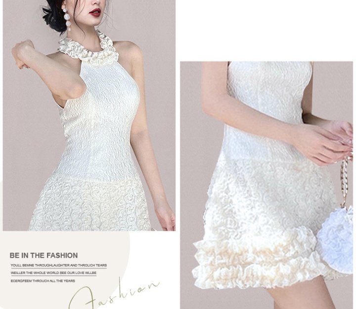 Pinched waist fungus summer skirt hem lace sexy dress