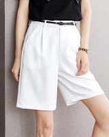 White straight five pants slim thin shorts for women