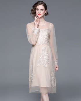 France style elegant gauze temperament embroidery dress