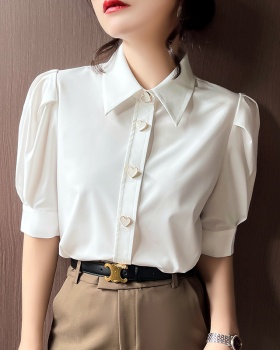 Summer puff sleeve tops elasticity shirt for women
