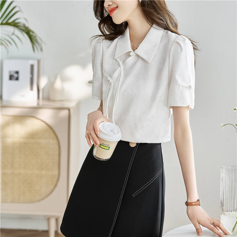Chinese style tops short sleeve small shirt for women