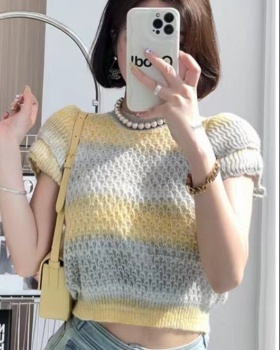 France style summer tops short sleeve sweater for women