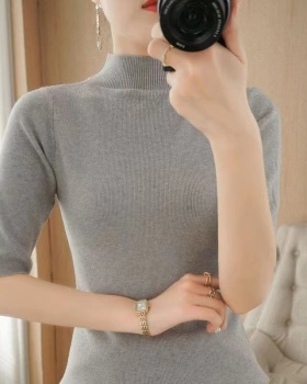 Simple sweater half high collar bottoming shirt for women