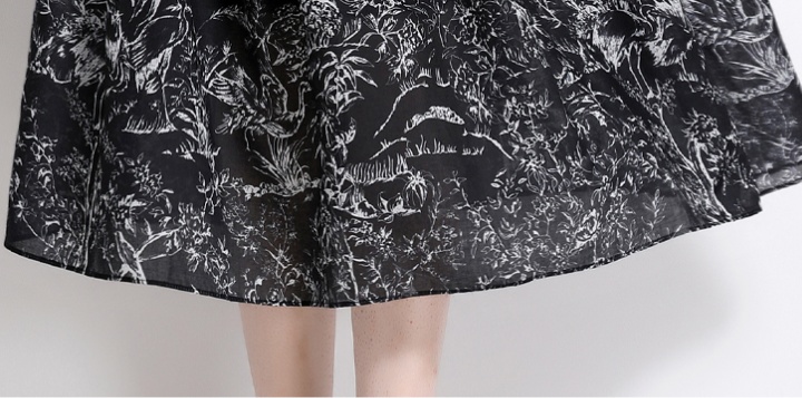 Printing ink big skirt long dress simple slim shirt