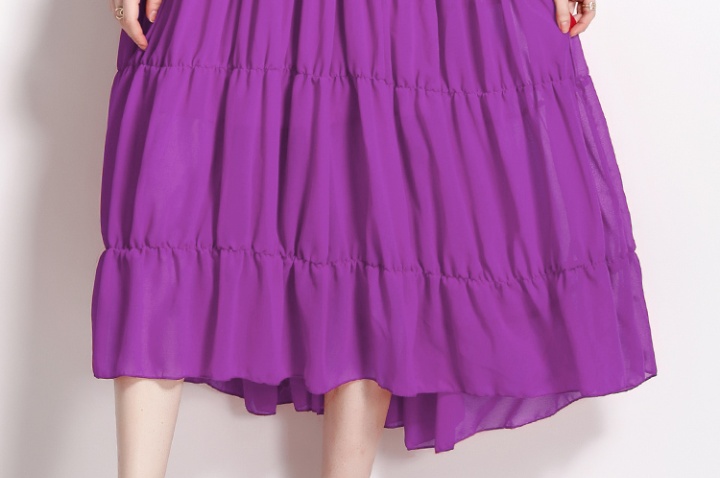 Pinched waist spring V-neck big skirt chiffon dress