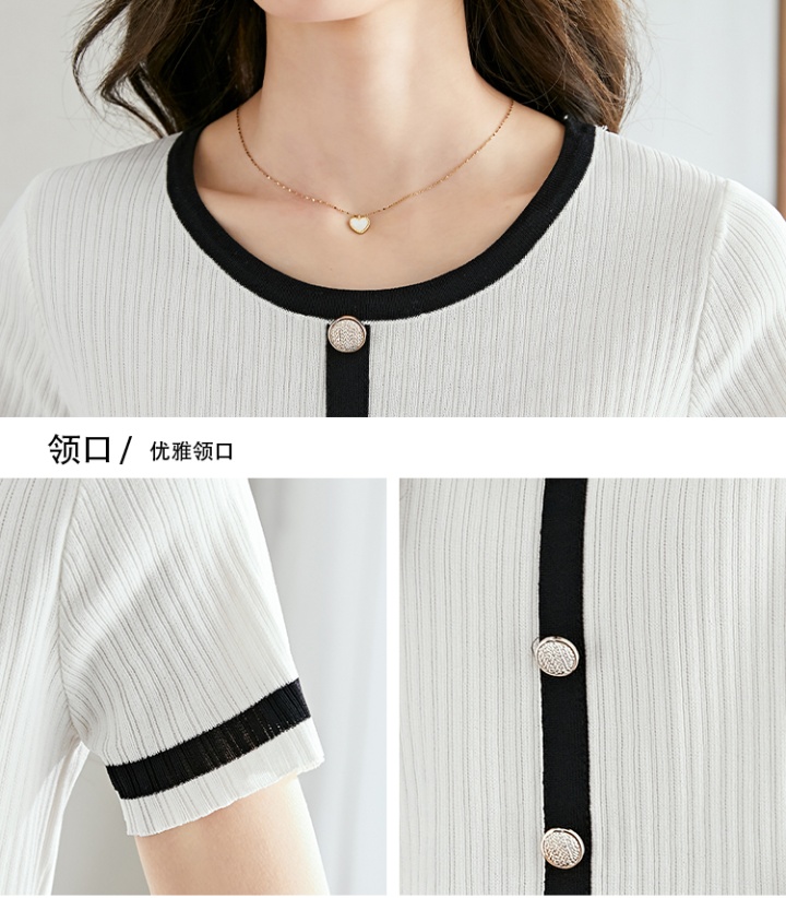 Pullover round neck sweater summer white small shirt