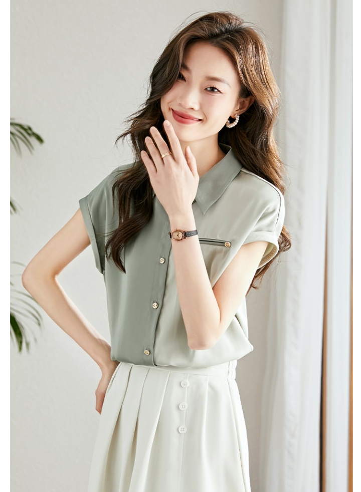 Raglan sleeve all-match shirt Korean style splice tops