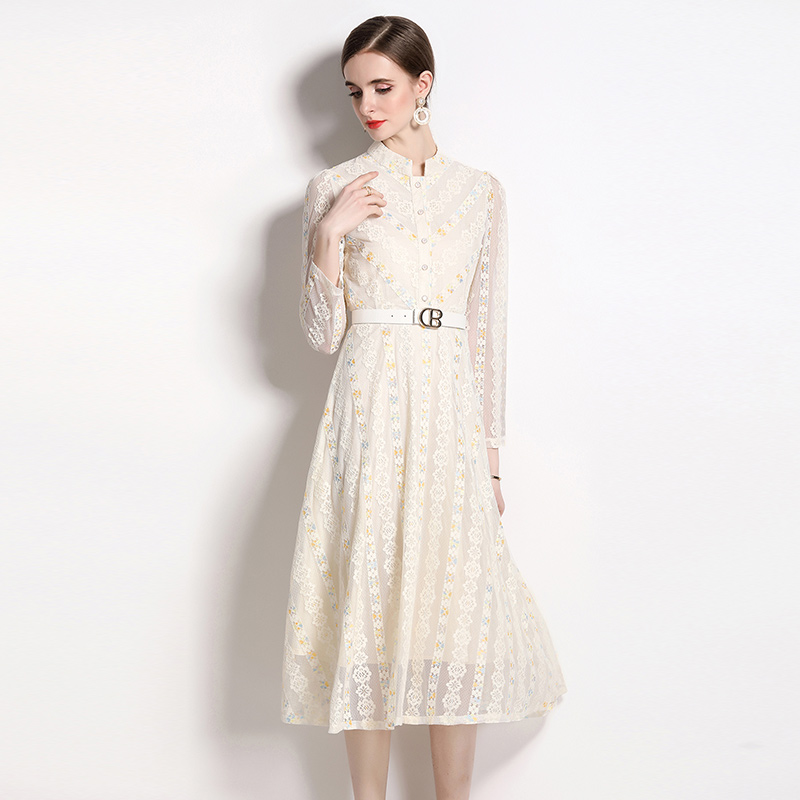 Lace embroidery autumn dress