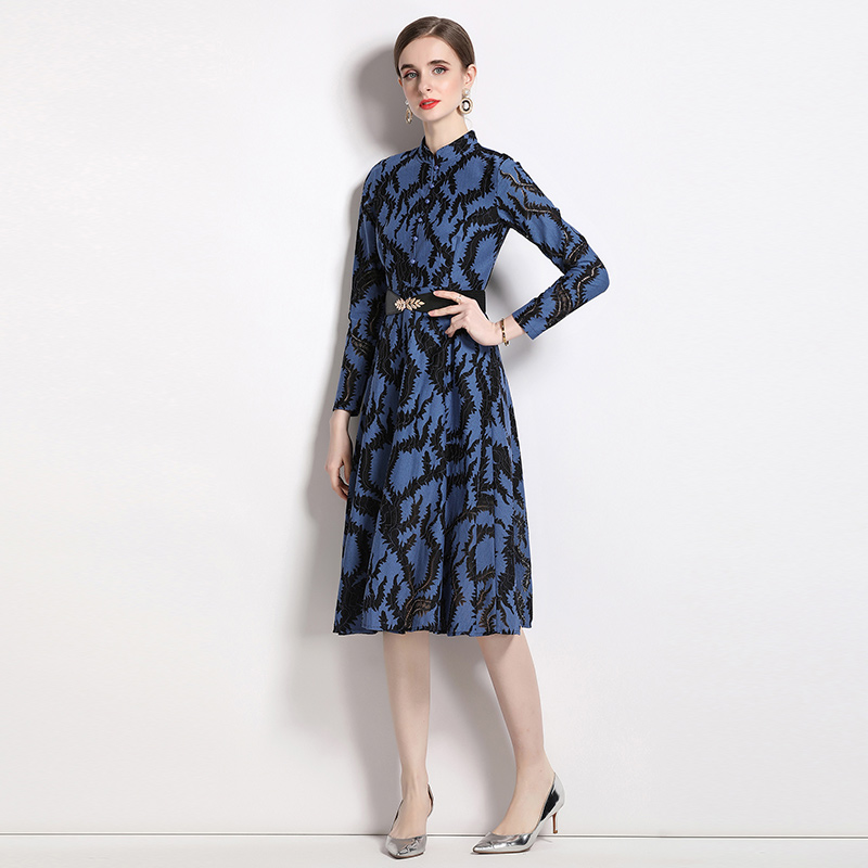 Elegant autumn lace retro temperament dress for women