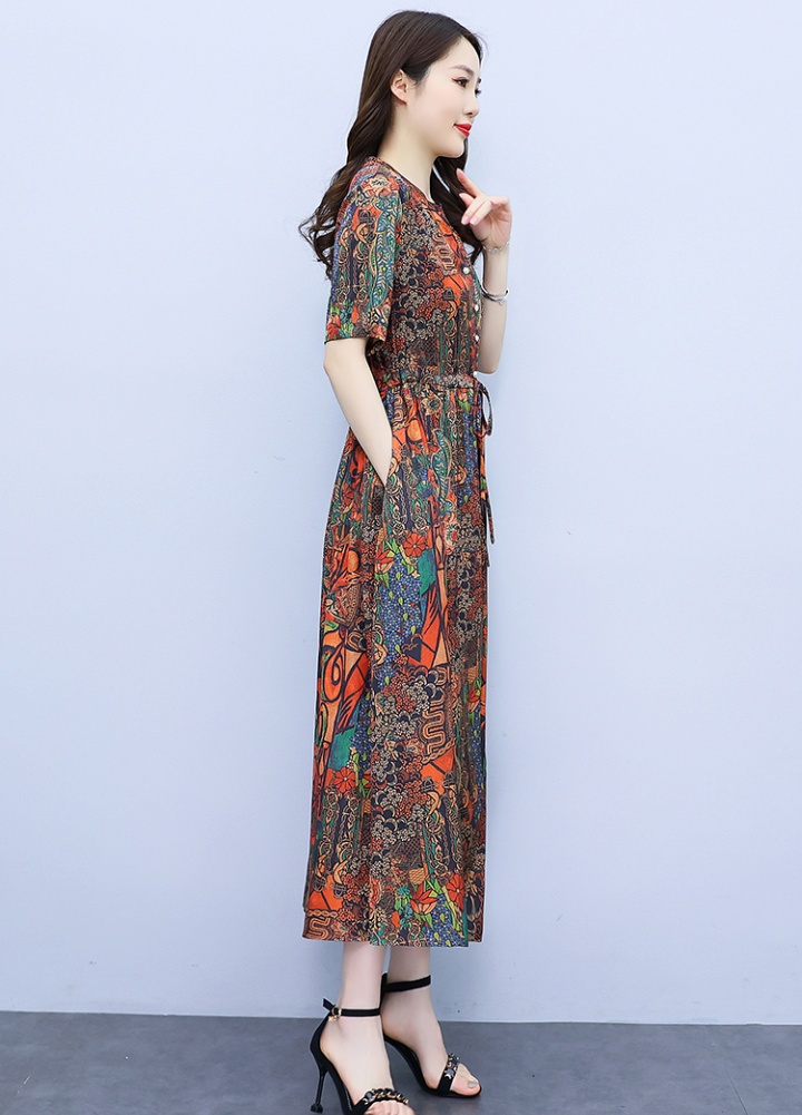 Jacquard summer colors real silk printing dress for women