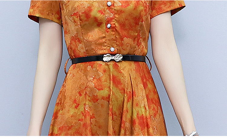 Retro printing colors summer jacquard dress for women