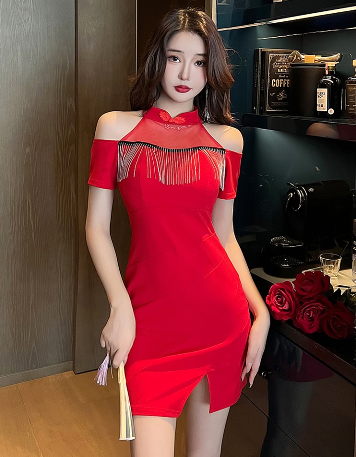 Nightclub strapless dress sexy tight cheongsam for women
