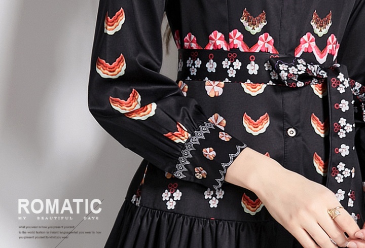 Autumn European style printing fashion retro dress for women