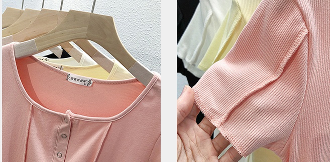 Square collar rivets T-shirt short sleeve bottoming tops