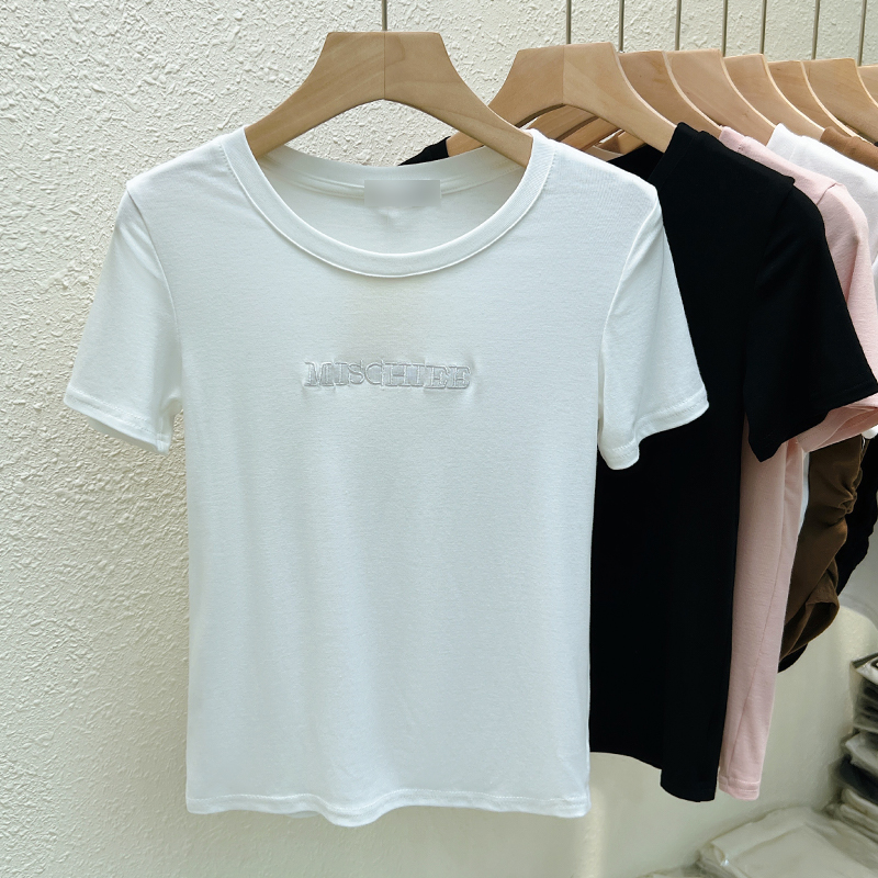 Summer letters T-shirt simple short sleeve tops for women