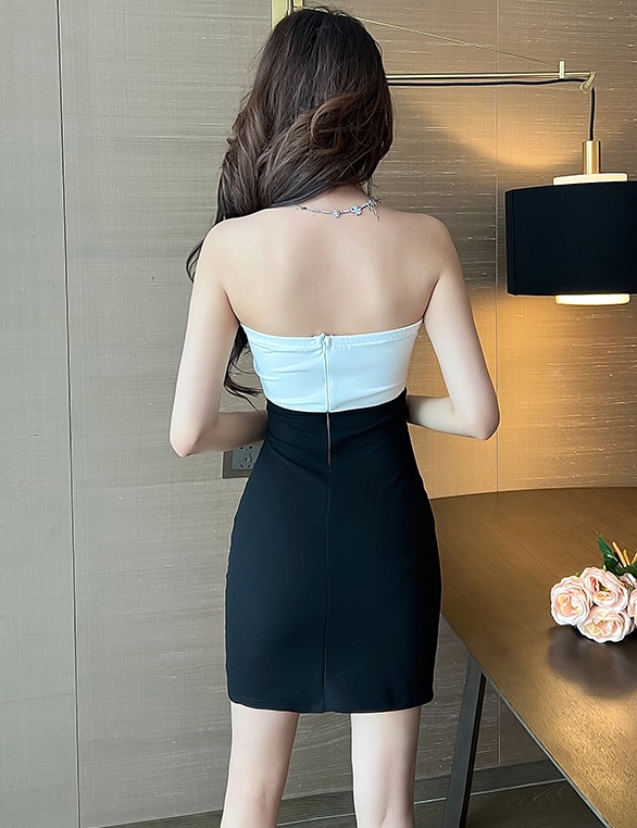 Wrapped chest splice dress bow sexy T-back