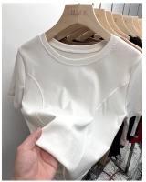 Short white pure tops summer simple T-shirt for women