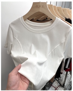 Short white pure tops summer simple T-shirt for women