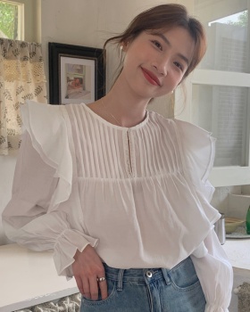 Long sleeve round neck Korean style pullover shirt