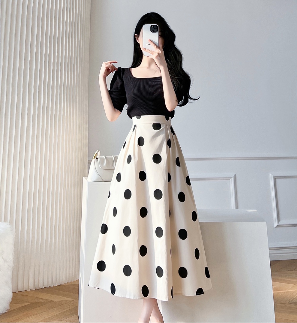 Slim retro tops France style summer skirt for women