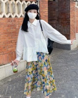 Korean style irregular skirt fold detachable shirt 2pcs set