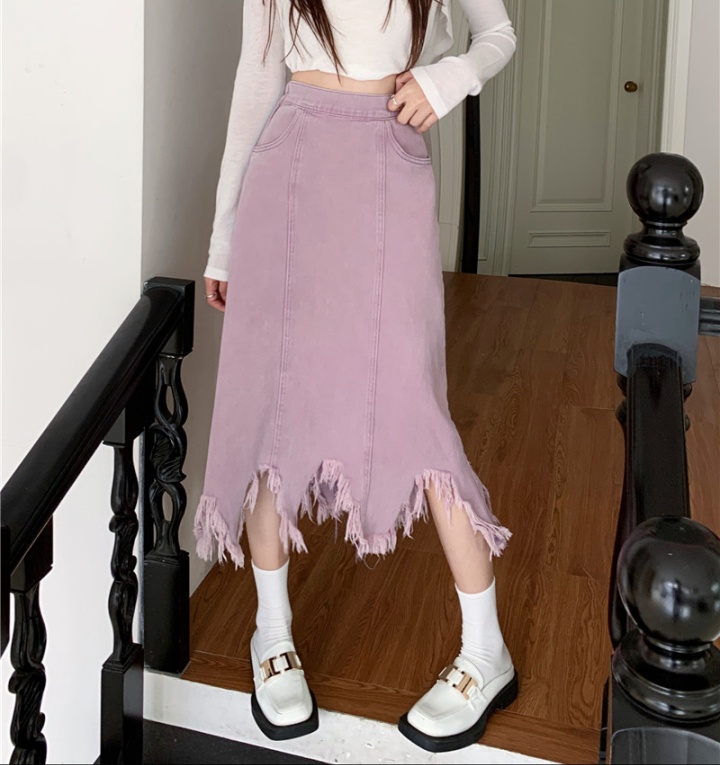 Large yard denim skirt purple skirt for women