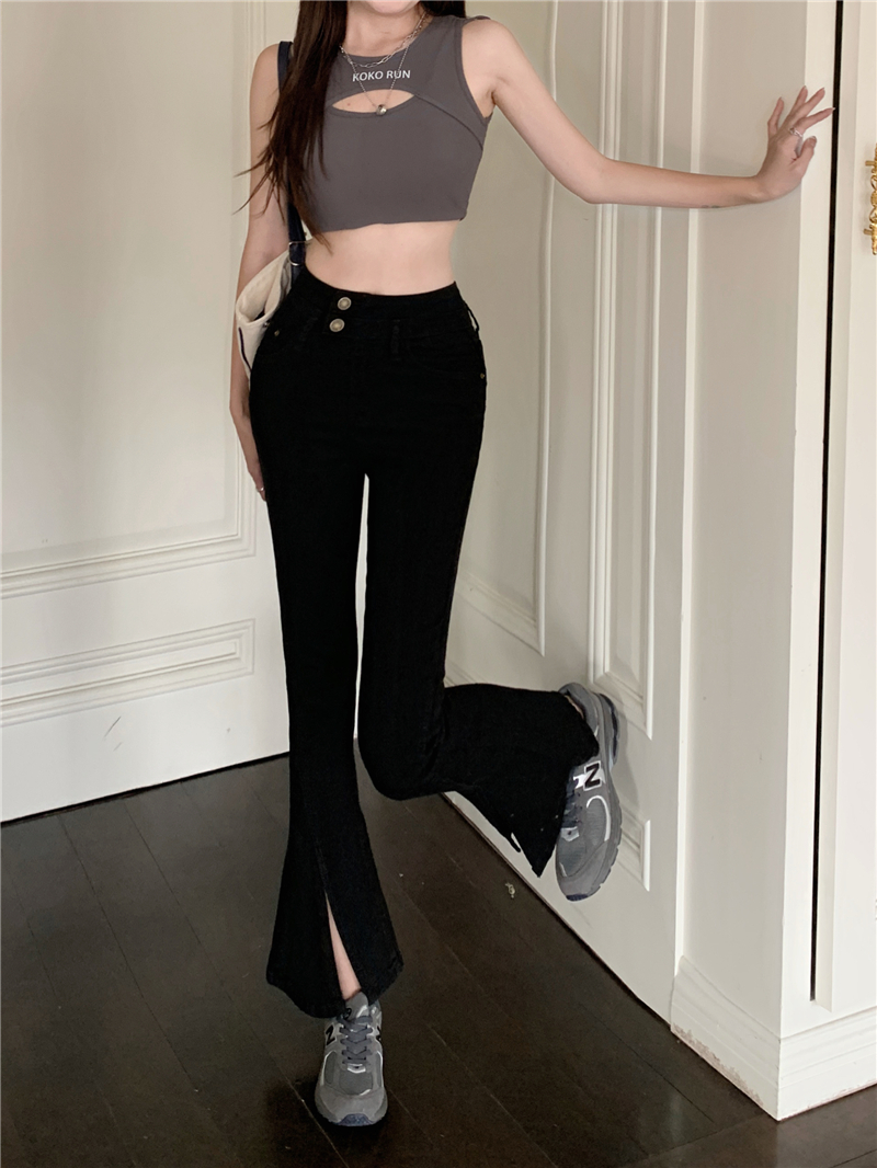 Spring and autumn high waist nine pants black jeans for women
