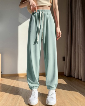 Slim casual pants ice silk sweatpants for women