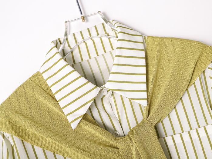 Loose stripe shawl spring shirt 2pcs set