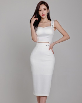 Knitted Korean style skirt summer tops 2pcs set