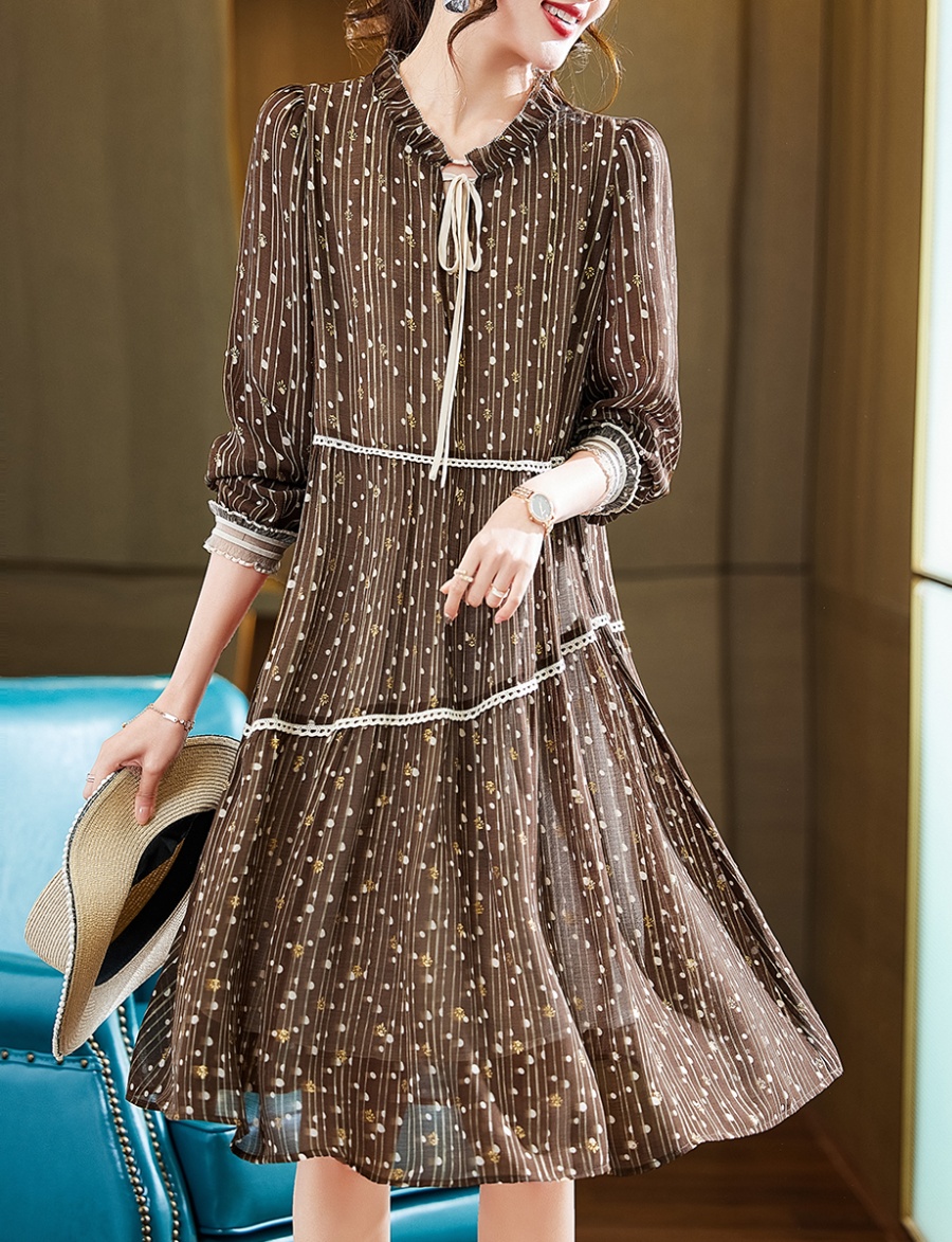 Chiffon European style printing dress for women