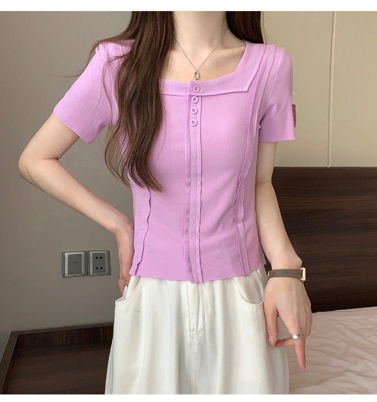 Korean style all-match T-shirt tight unique tops for women