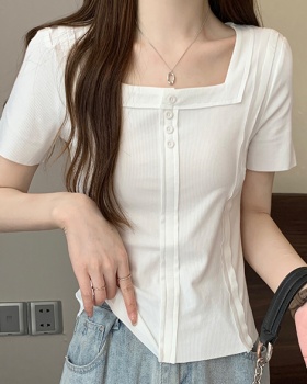 Korean style all-match T-shirt tight unique tops for women