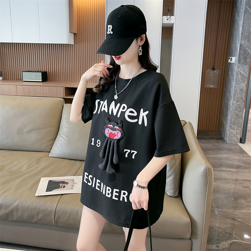 Loose Casual doll tops stereoscopic printing T-shirt