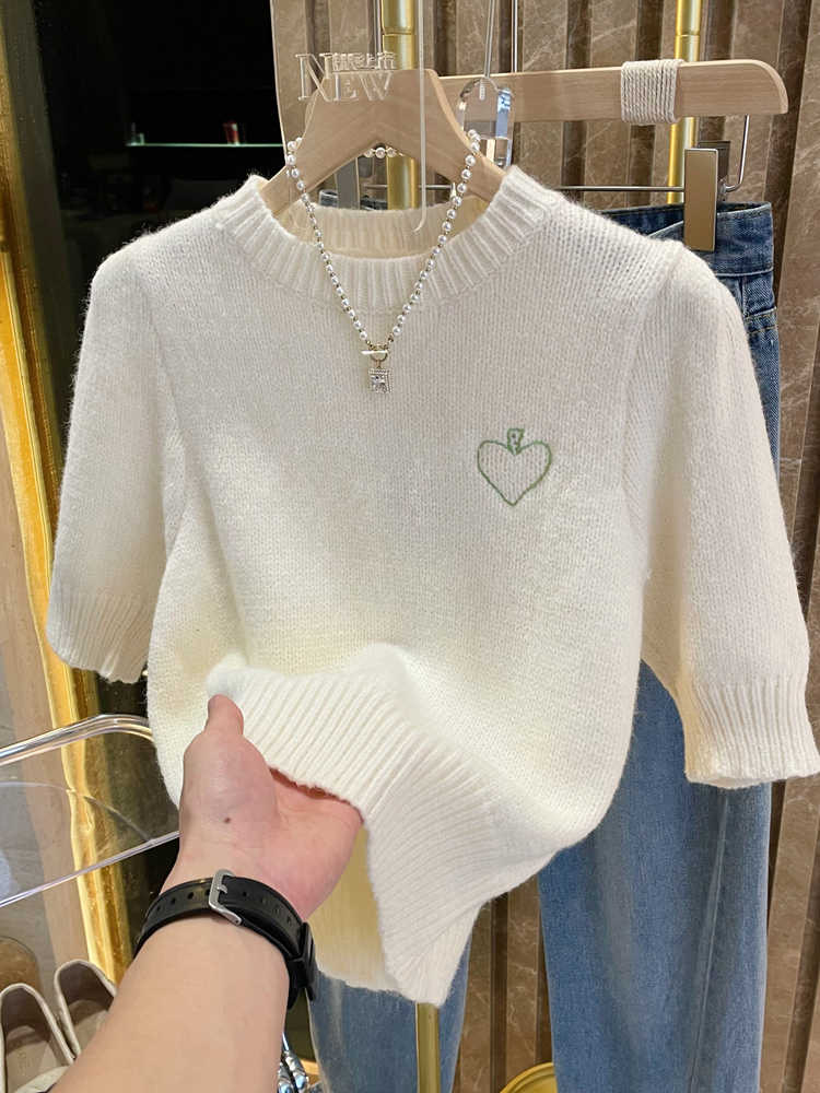 Short sleeve sweet tops thin tender sweater for women