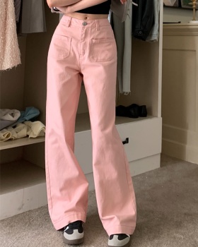 Mopping straight wide leg loose slim pink jeans
