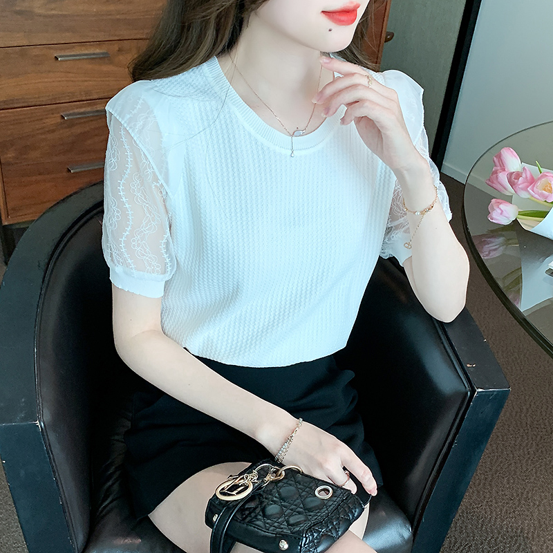 Ice silk pullover tops summer hollow sweater for women