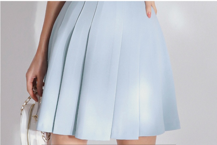 V-neck short tops lace cingulate skirt 2pcs set