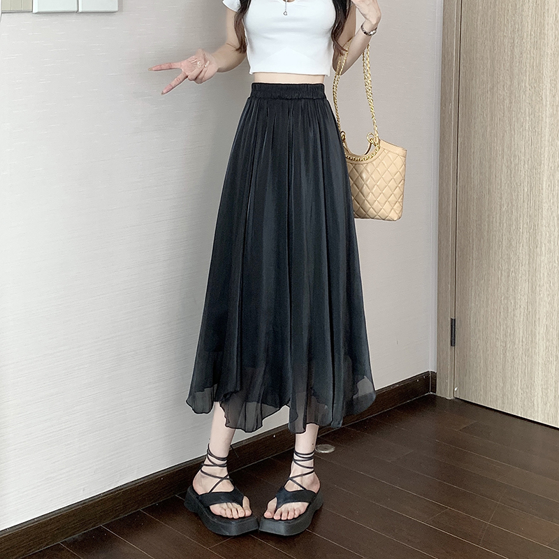 High waist lady skirt irregular long dress for women