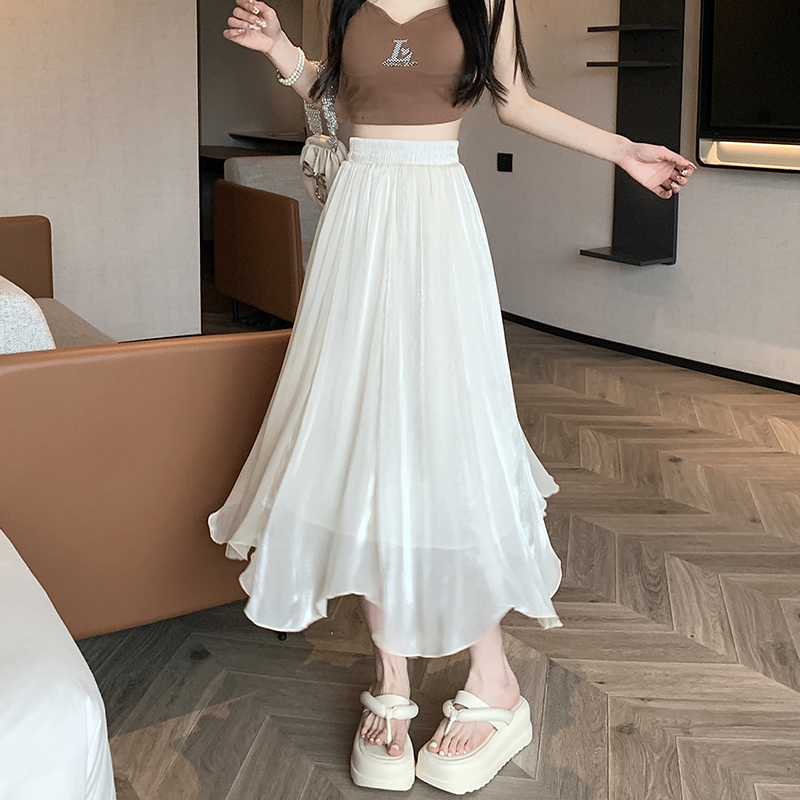 High waist lady skirt irregular long dress for women