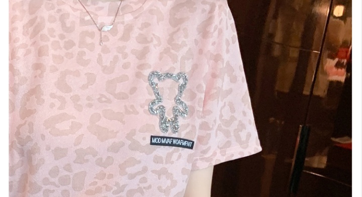 Summer leopard tops round neck T-shirt for women