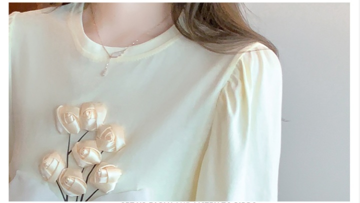Flowers round neck T-shirt pullover summer tops for women