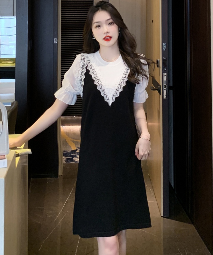 Ice silk round neck dress Korean style long dress