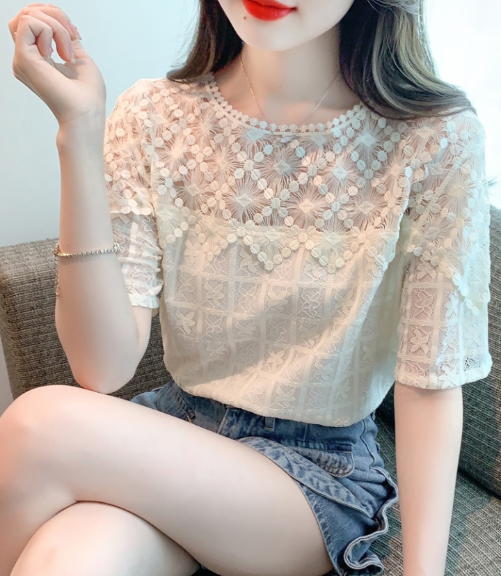 Summer loose chiffon shirt pullover lace small shirt for women