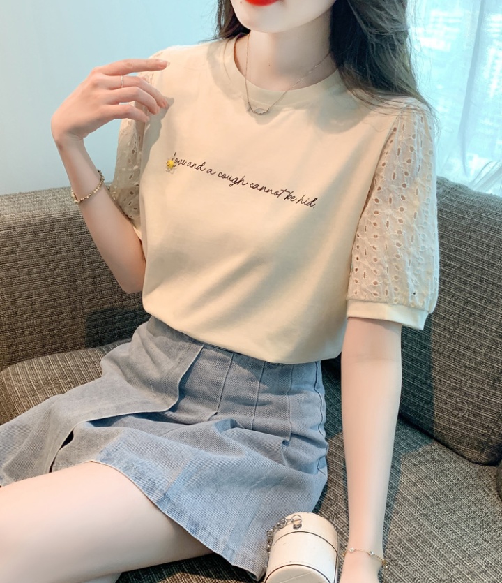 Round neck summer T-shirt loose pullover tops