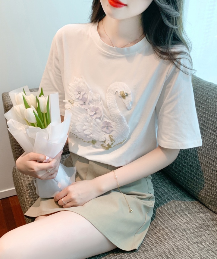 Short sleeve pullover T-shirt round neck tops for women