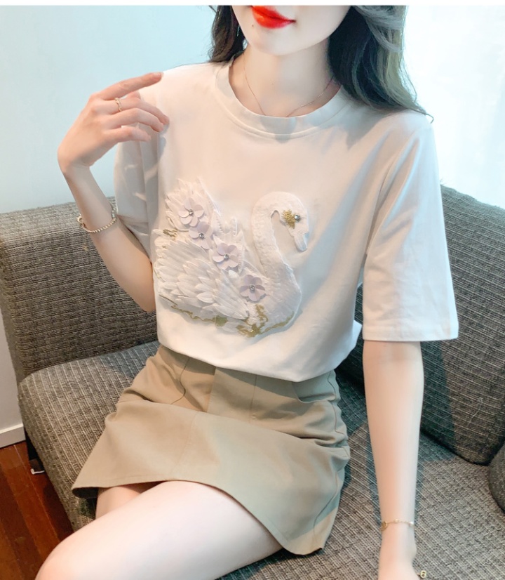 Short sleeve pullover T-shirt round neck tops for women