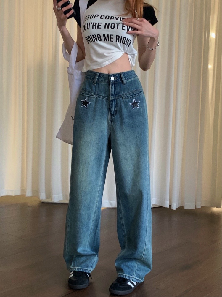 Autumn washed straight retro jeans